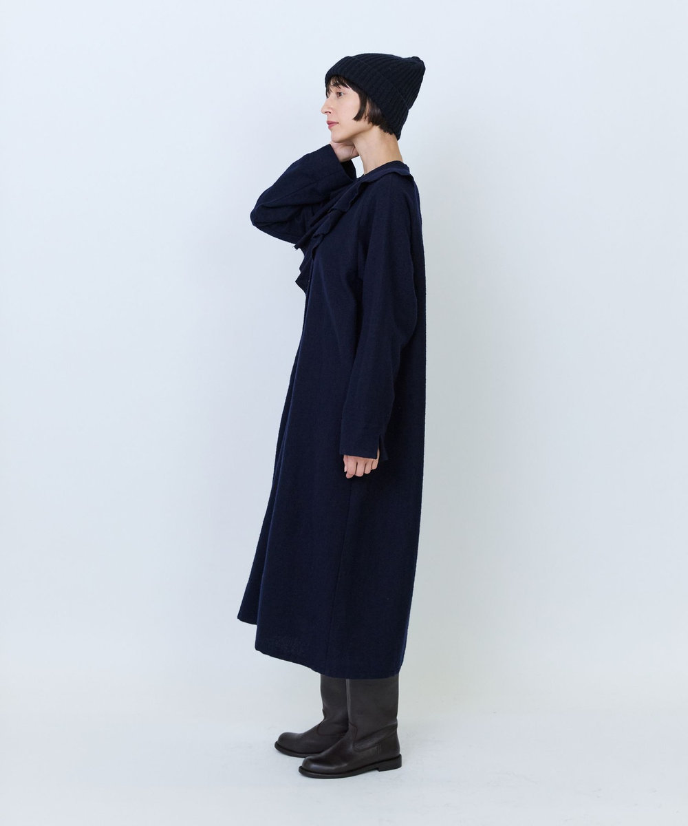 LOISIR フロントドレープシャツワンピース ネイビー