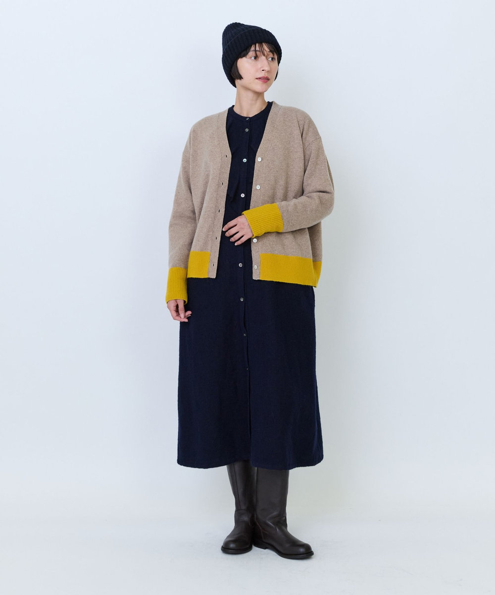 LOISIR フロントドレープシャツワンピース ネイビー