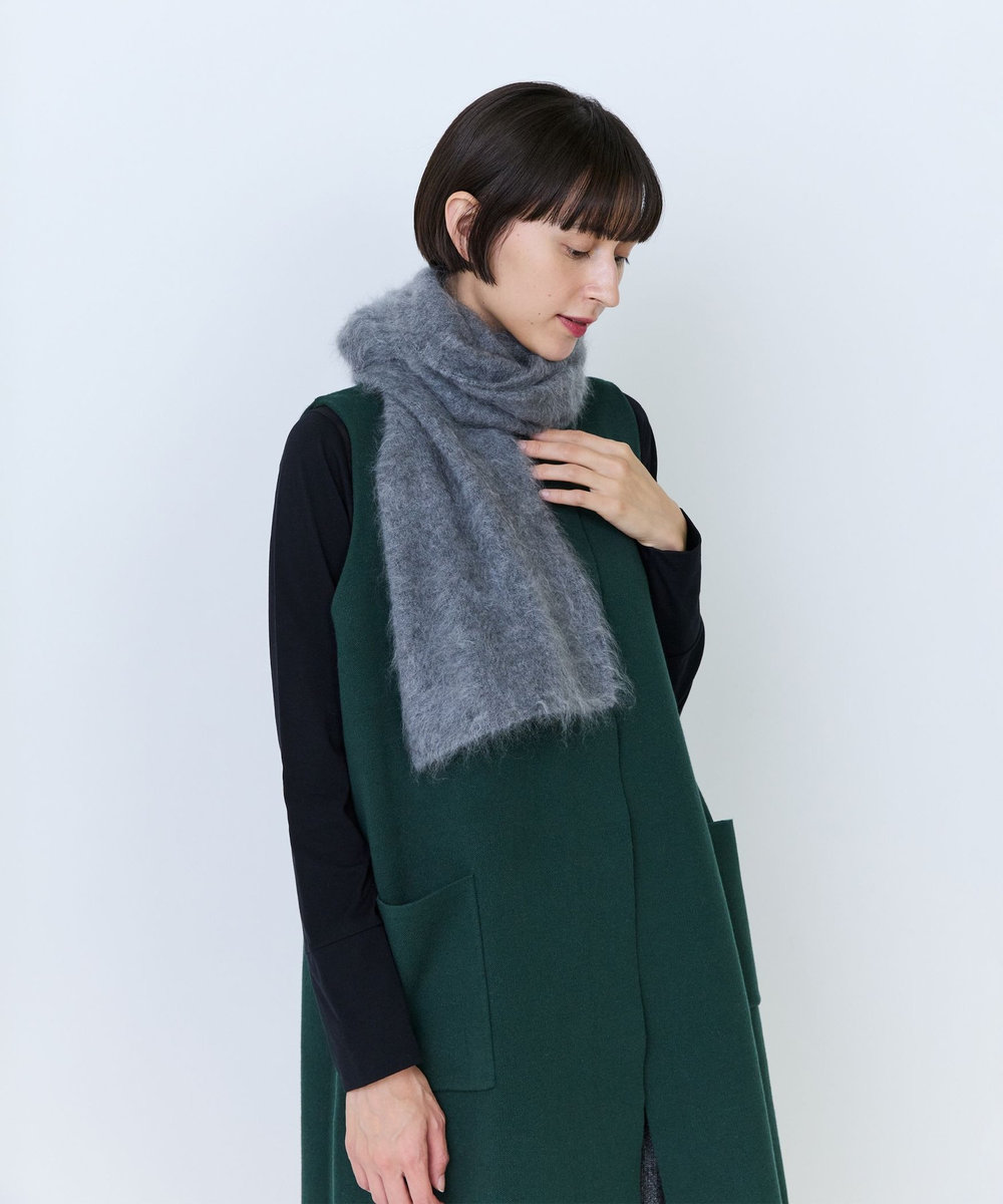 LOISIR カシミヤファー加工ストール グレー