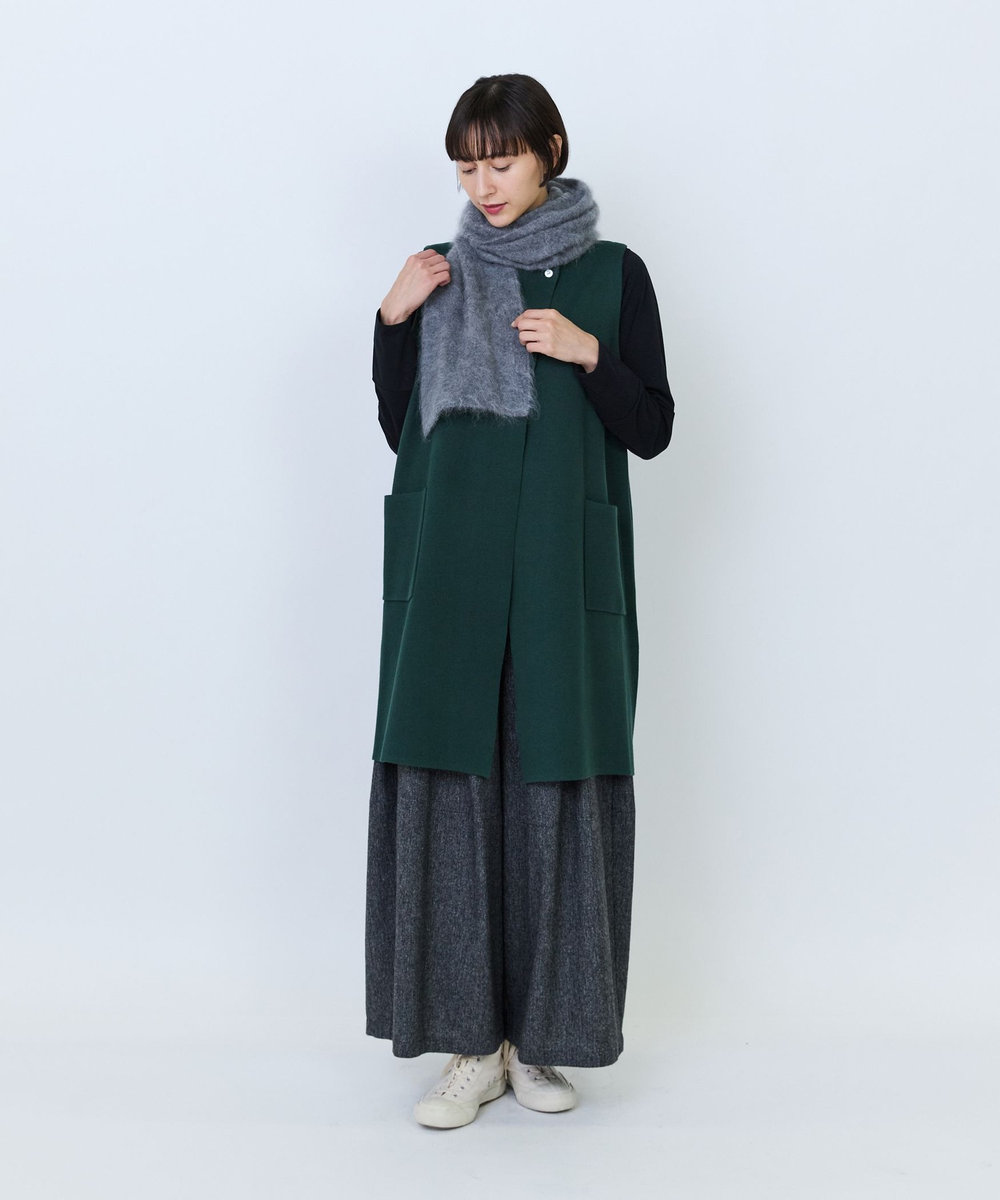 LOISIR カシミヤファー加工ストール グレー