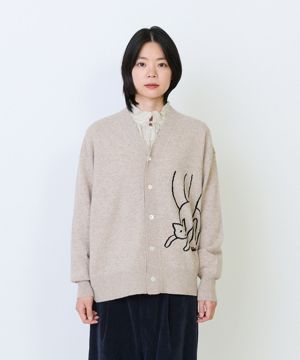 LOISIR 《塩川いづみさんコラボ》ウールインターシャカーディガン ベージュ