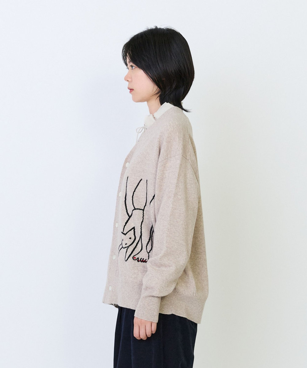 LOISIR 《塩川いづみさんコラボ》ウールインターシャカーディガン ベージュ