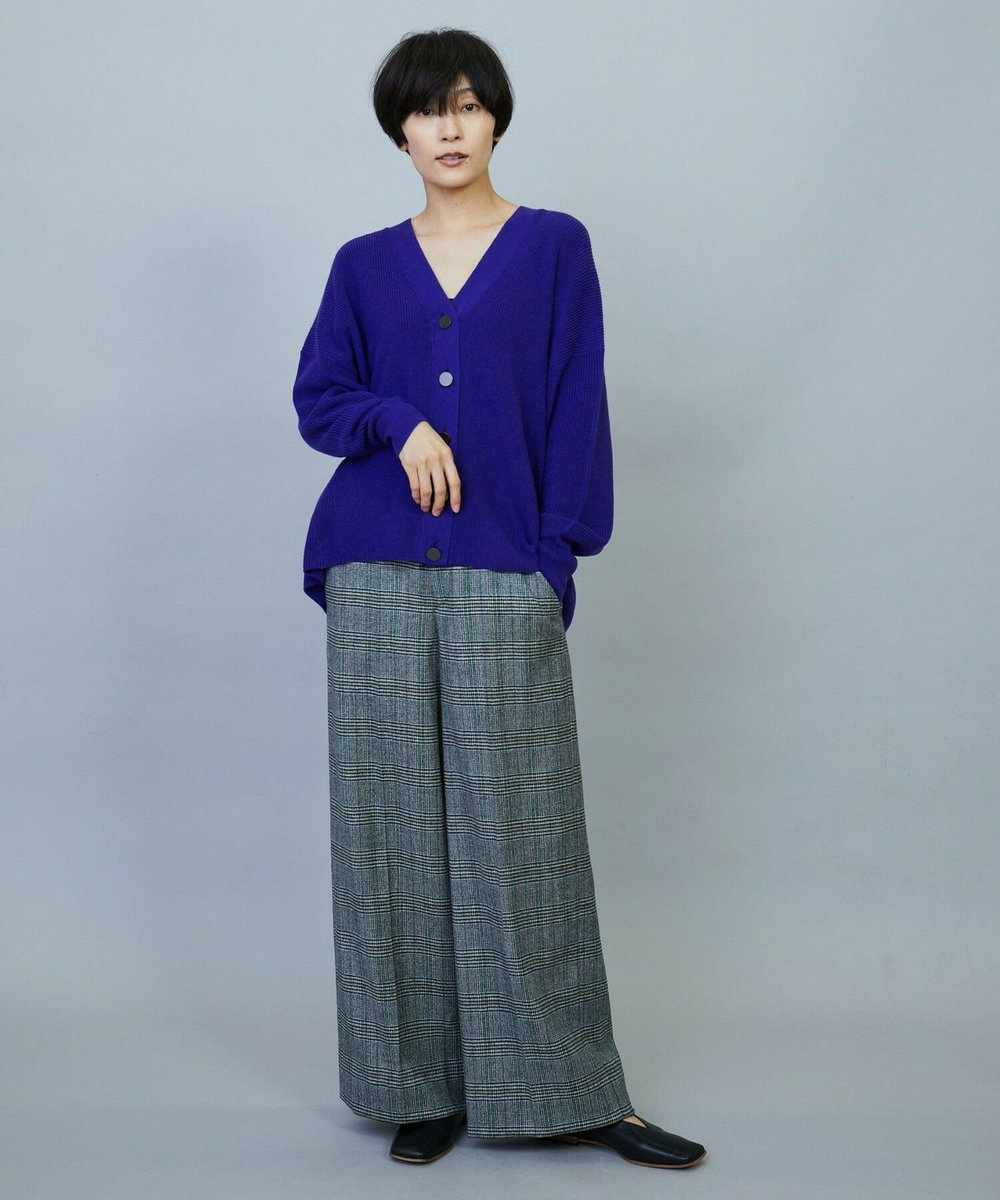 MOGA ウールカシミヤグレンチェックワイドパンツ オフホワイト