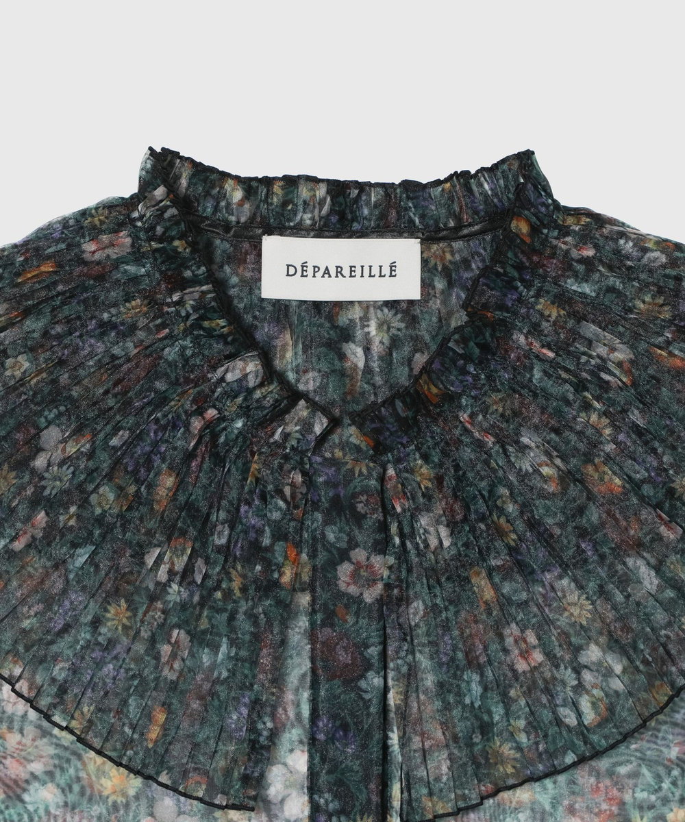 DÉPAREILLÉ FLOWER ORGANDY BLOUSE / フラワーオーガンジーブラウス ブラック