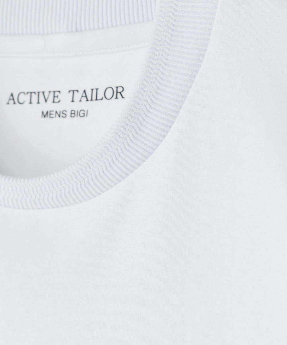 MEN'S BIGI 【ACTIVE TAILOR/アクティブテイラー】シルケットスムースクルーネックTシャツ＜接触冷感 / UVカット＞ ホワイト