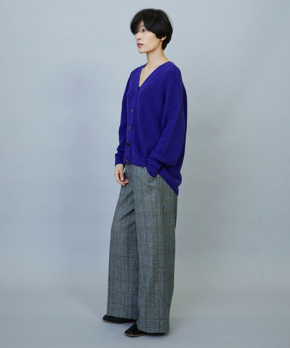 MOGA ウールカシミヤグレンチェックワイドパンツ オフホワイト