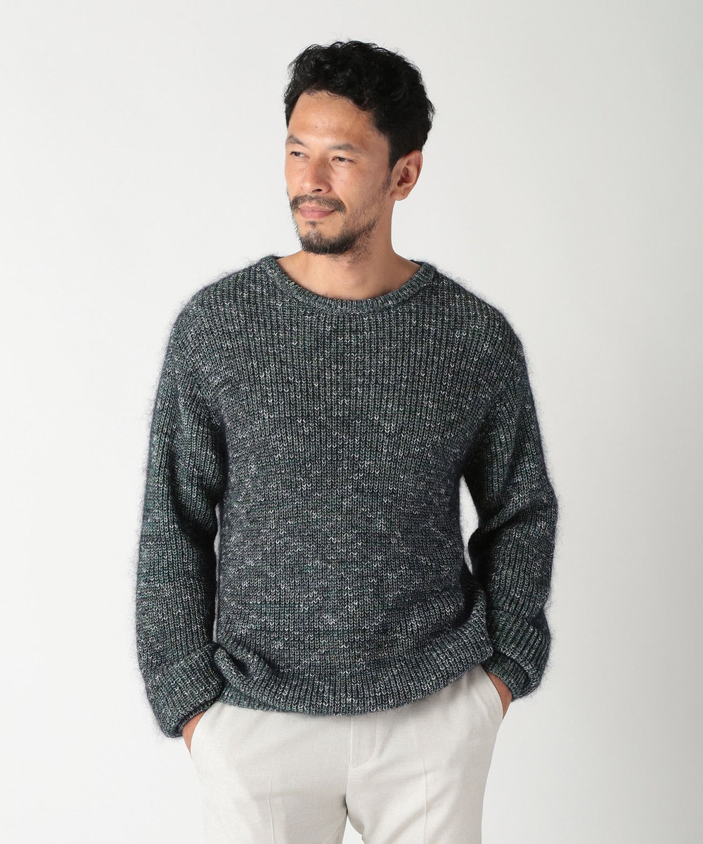 MEN'S BIGI キッドモヘアクルーネックニット グリーン