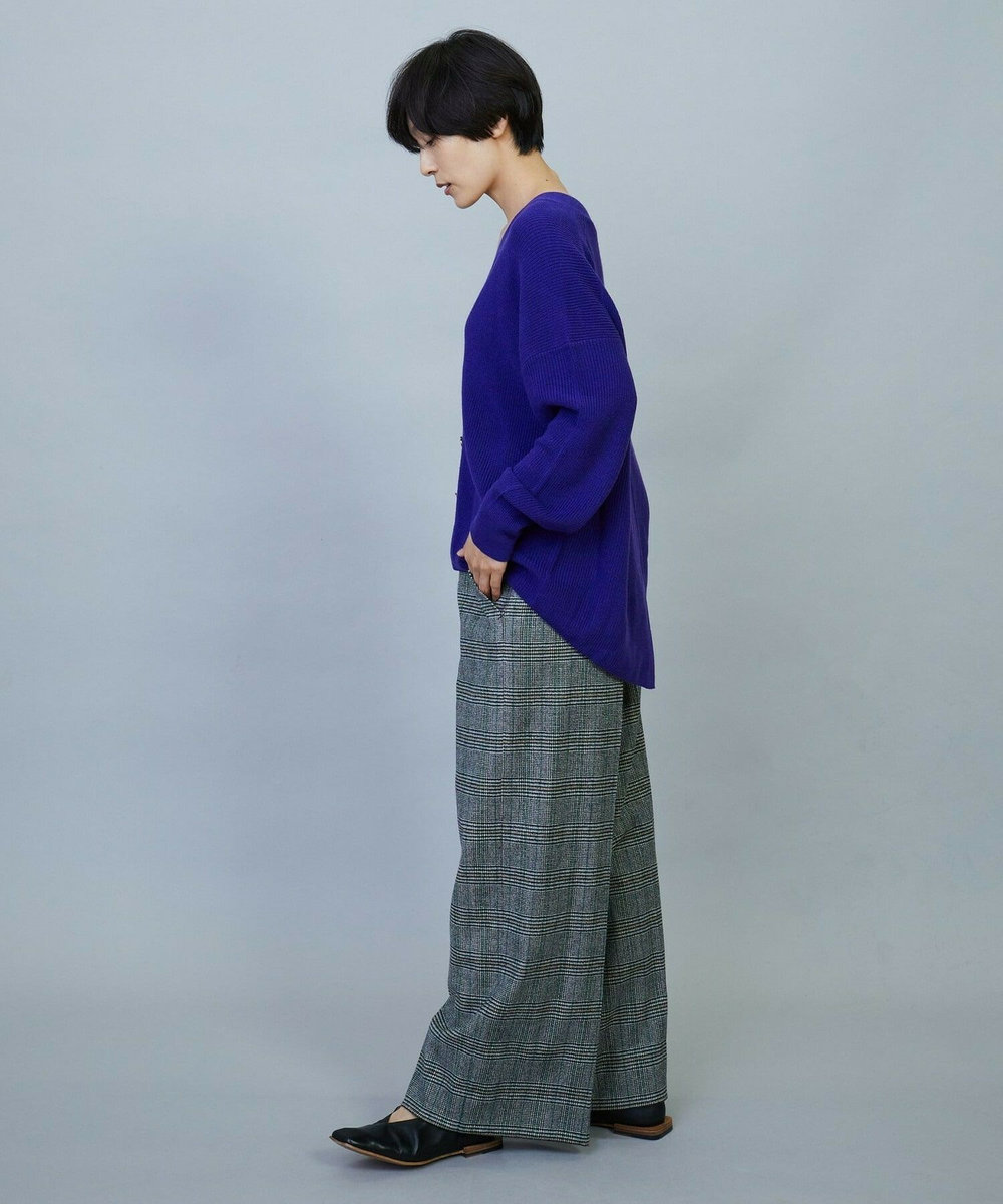 MOGA ウールカシミヤグレンチェックワイドパンツ オフホワイト