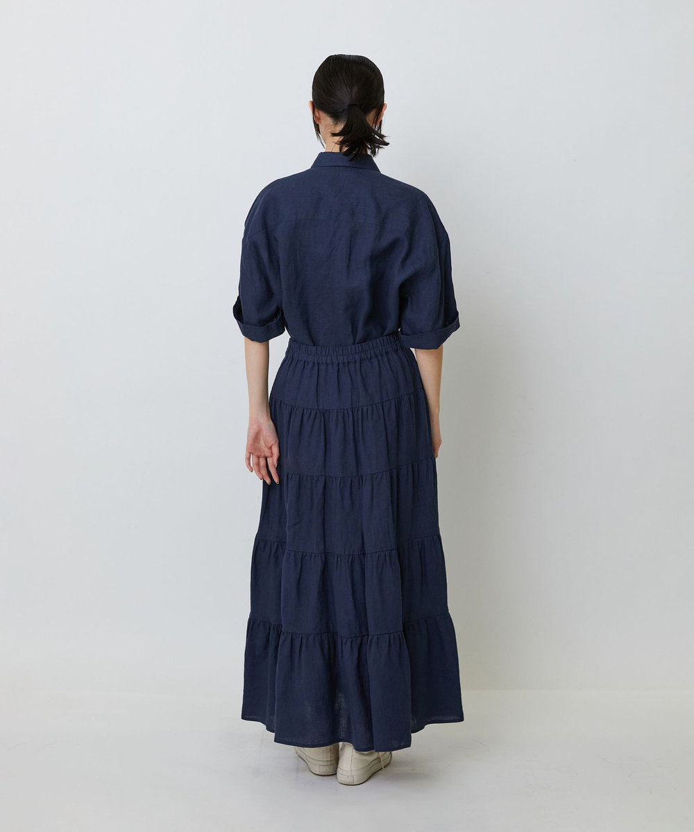 LOISIR 【MTサイズ有り】イージーティアードスカート ネイビー