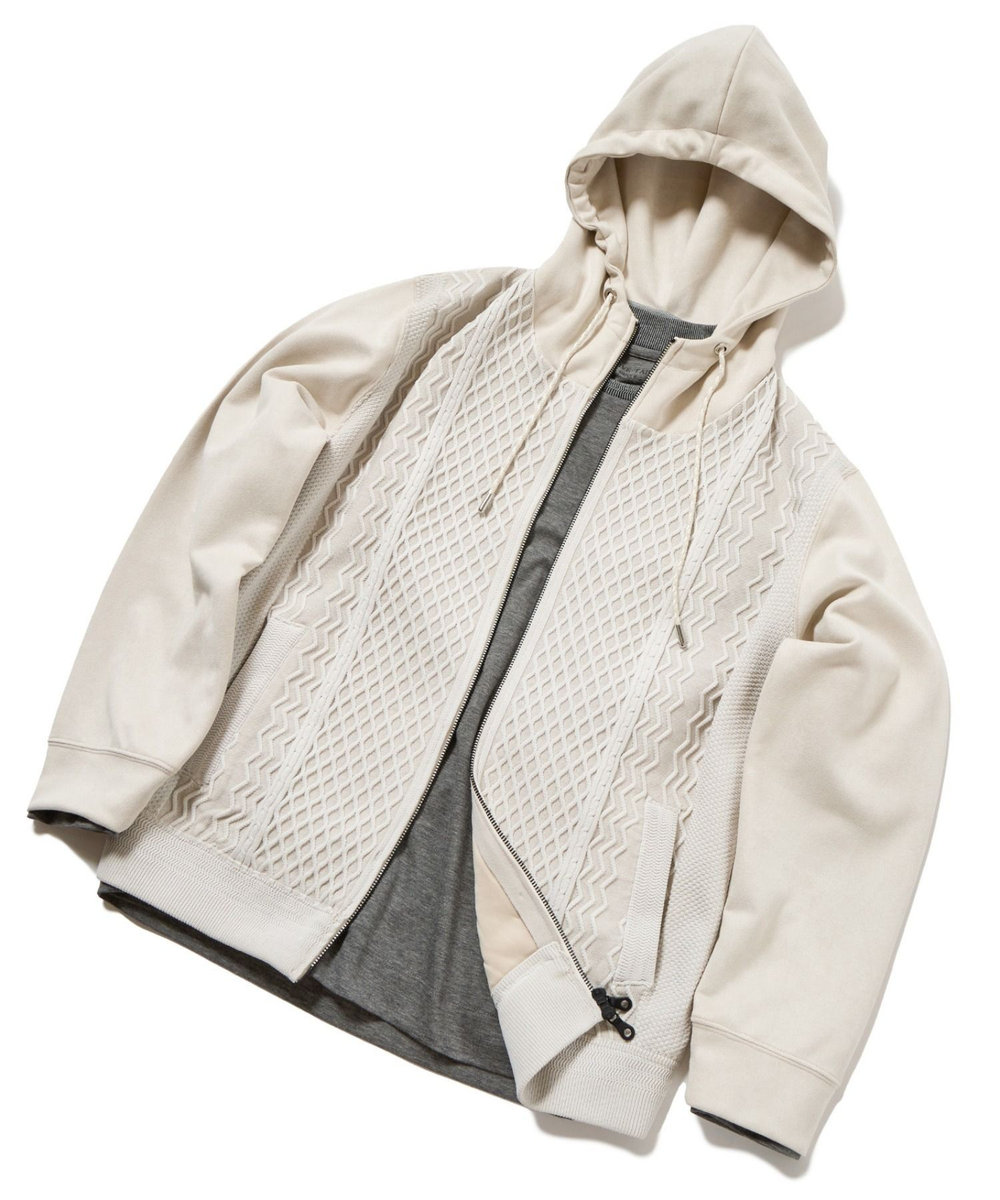 MEN'S BIGI ニットコンビパーカ オフホワイト