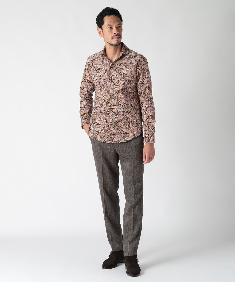 MEN'S BIGI Liberty コーデュロイフラワープリントシャツ ボルドー