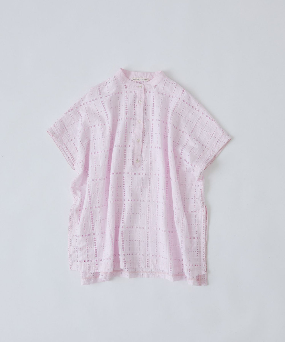 congés payés ADIEU TRISTESSE チェックエンブロイダリーチュニック ピンク