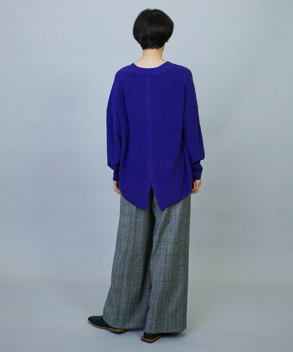 MOGA ウールカシミヤグレンチェックワイドパンツ オフホワイト