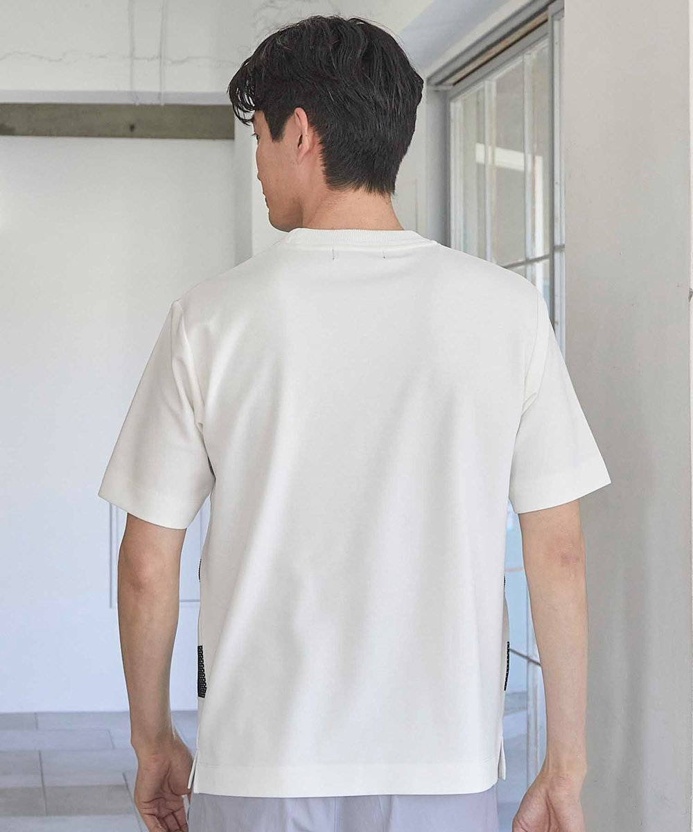 UNION STATION ニット切り替え ボーダー ポンチTシャツ ホワイト
