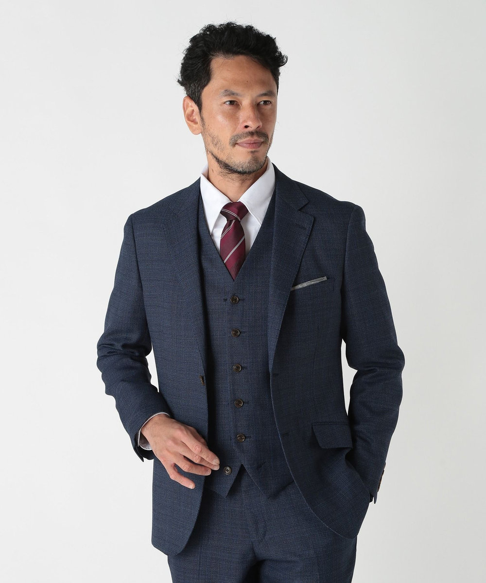 MEN'S BIGI ミックスヤーン/ポップサックリバーシブルベスト ネイビー
