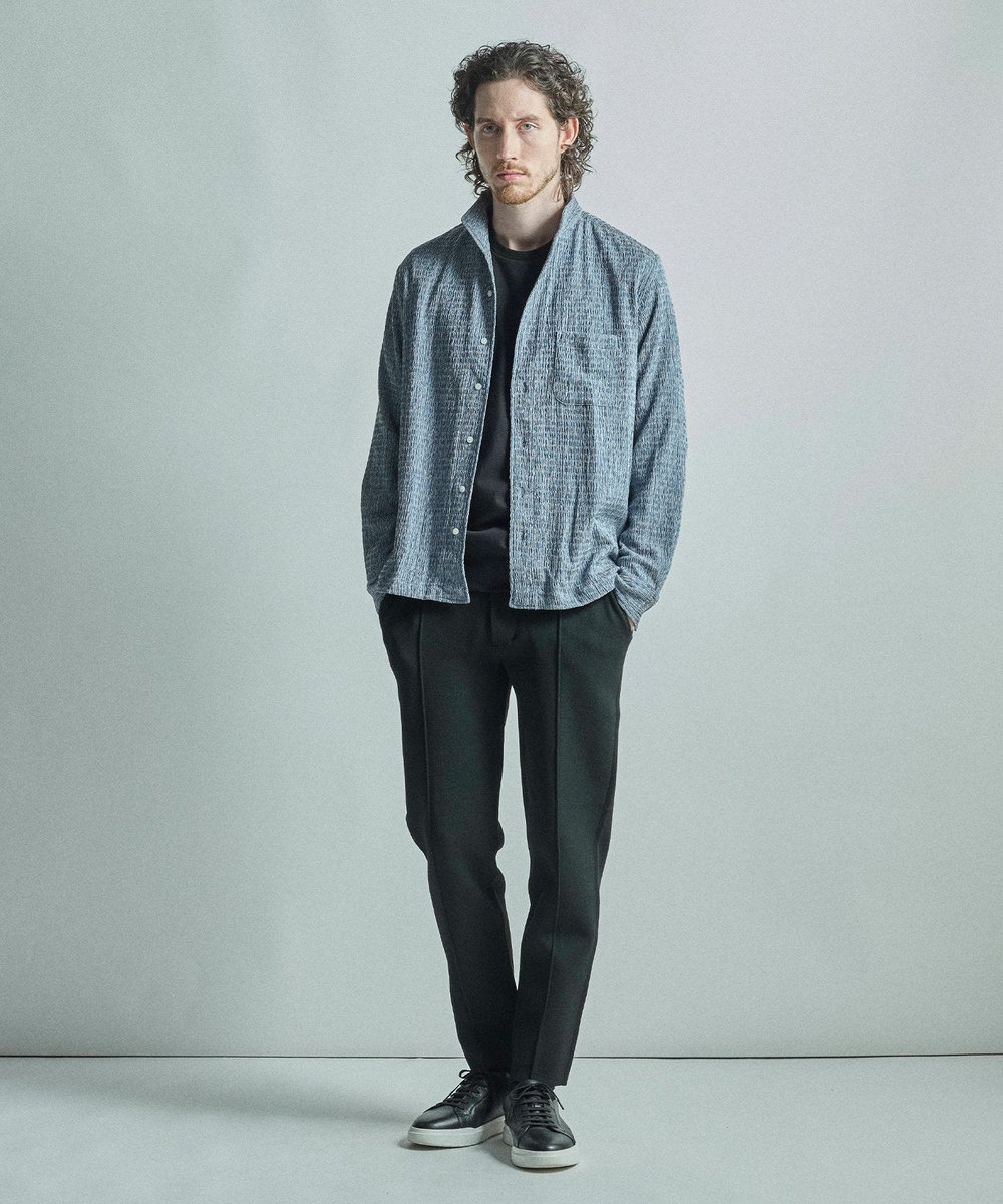 MEN'S BIGI シャーリング楊柳 シャツブルゾン＜ストレッチ＞ ネイビー