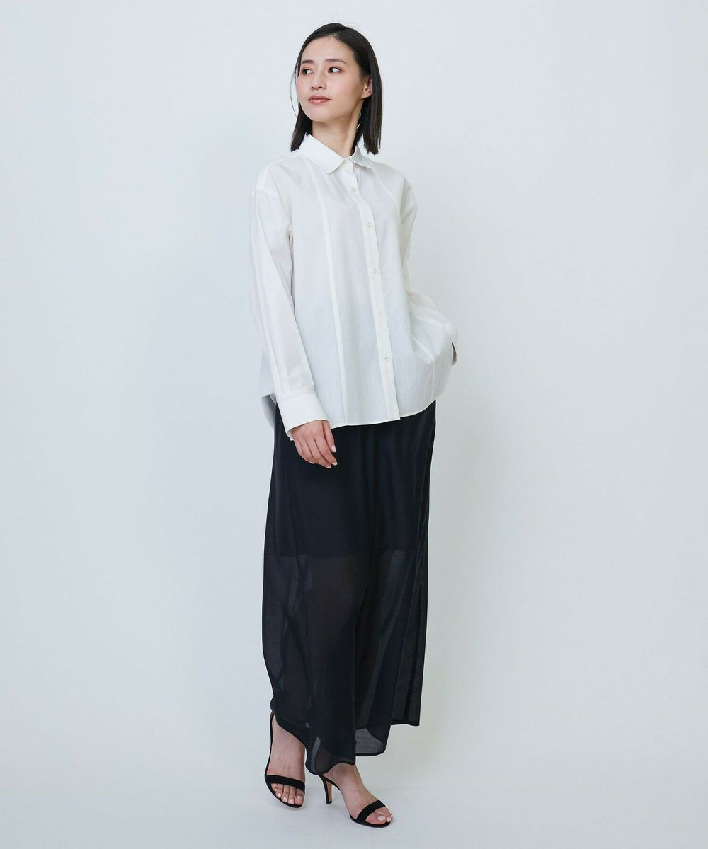 L'EQUIPE ワッシャーコットン＆ナチュラルストライプシャツ ホワイト