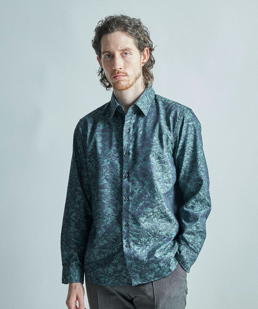 MEN'S BIGI 【LIBERTY/リバティ】フラワージャガード 長袖シャツ グリーン