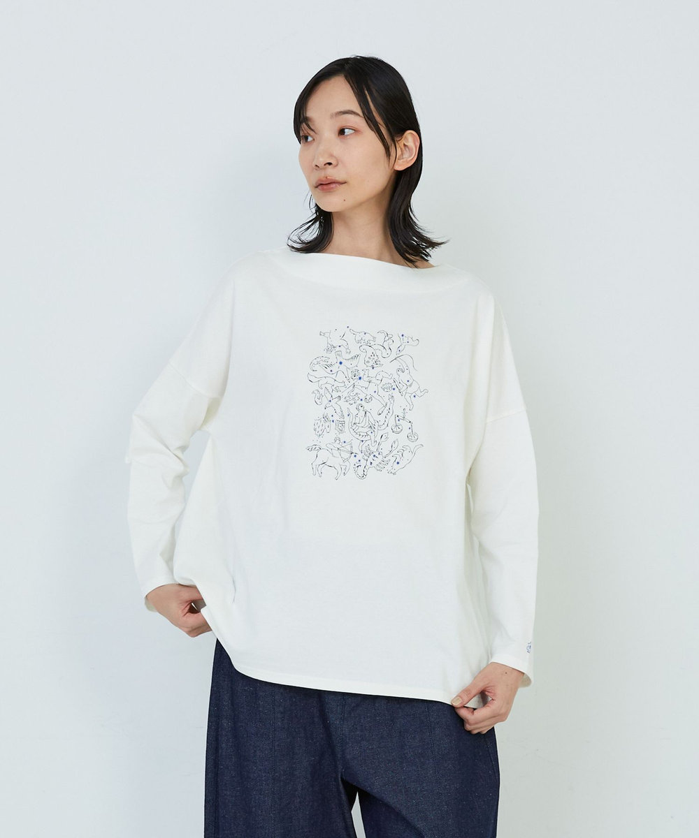 ADIEU TRISTESSE 【杉本さなえさんコラボ】星座プリントロングスリーブＴシャツ オフホワイト