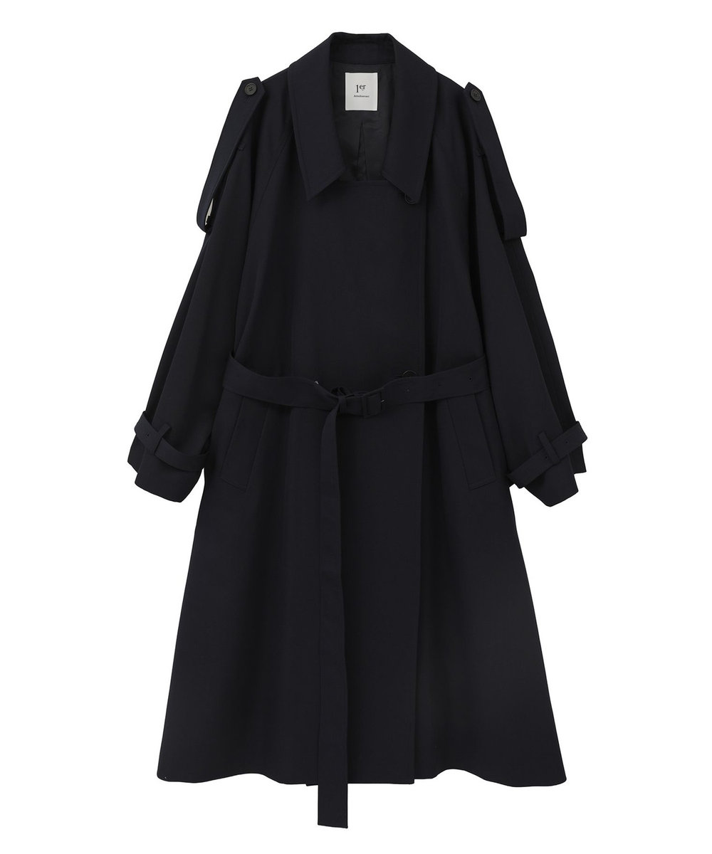 1er Arrondissement ウールギャバジントレンチコート ネイビー