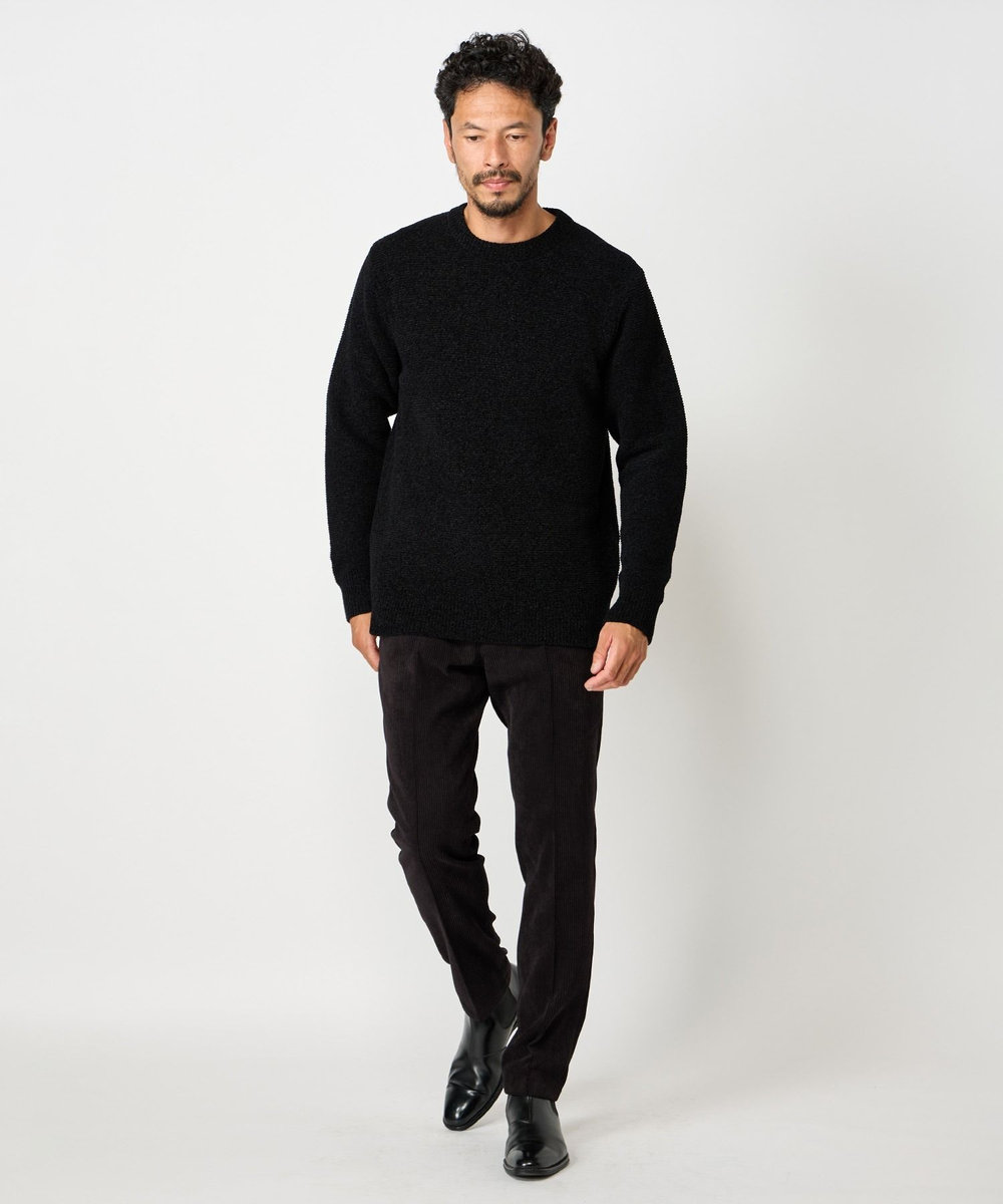 MEN'S BIGI 7G撚糸モールガーターニット ブラック