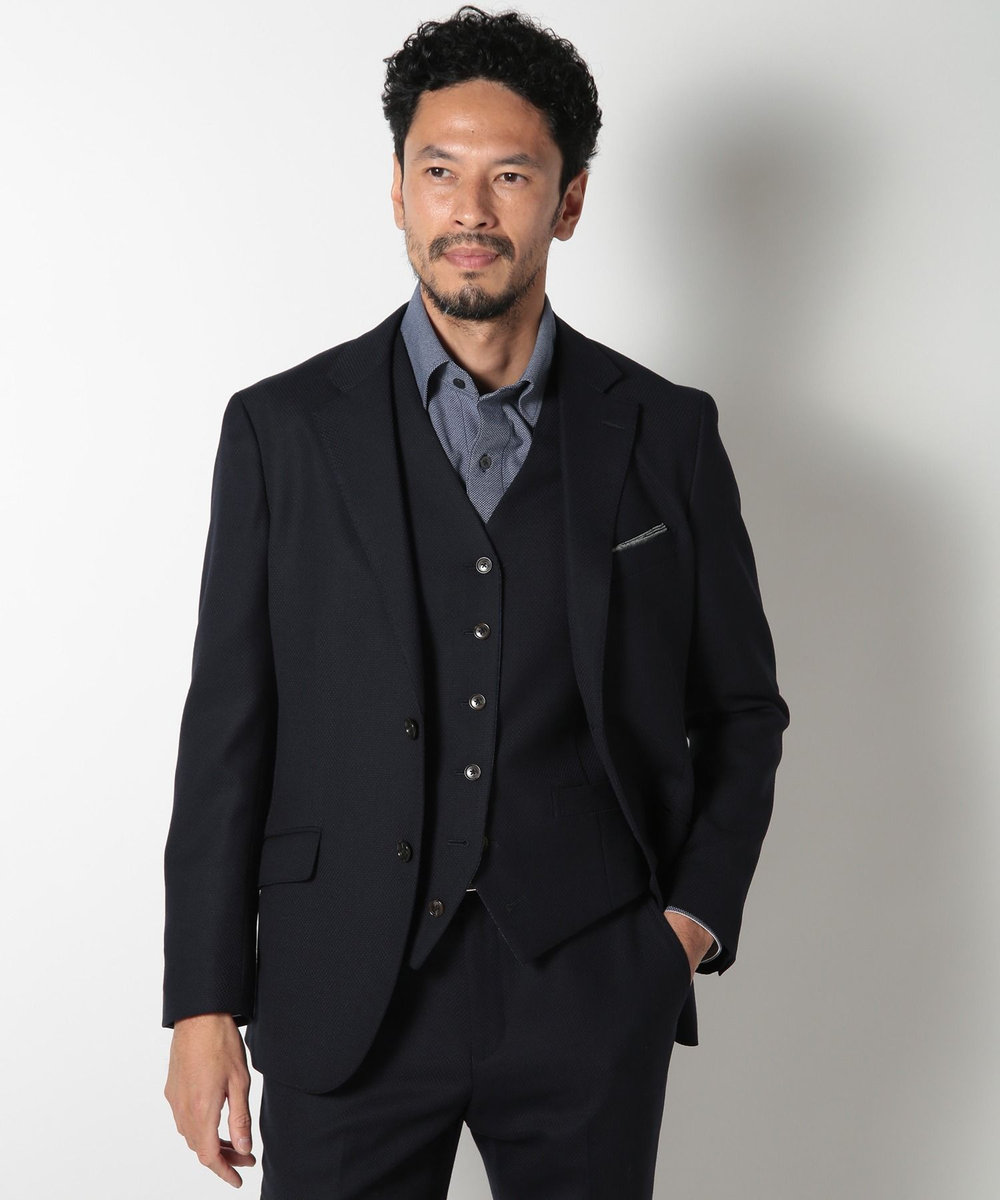 MEN'S BIGI 【ACTIVE TAILOR】ミックスヤーン/ホップサックジャケット ダークネイビー