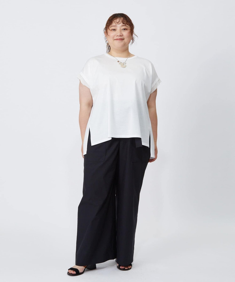 MOGA Lサイズ（大きいサイズ） 【大きいサイズ】60/2天竺メッシュレイヤードクルーネックTシャツ オフホワイト