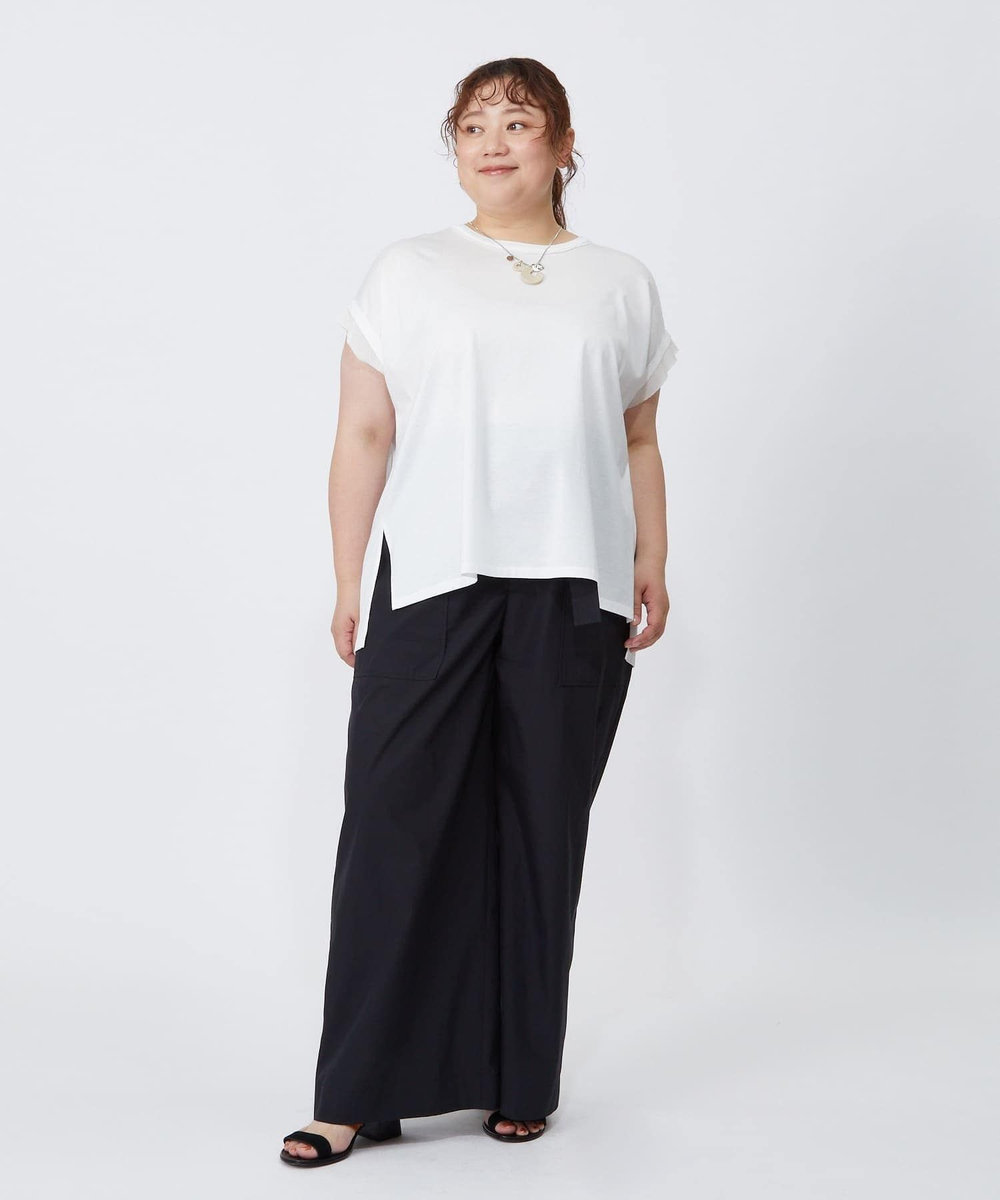 MOGA Lサイズ（大きいサイズ） 【大きいサイズ】60/2天竺メッシュレイヤードクルーネックTシャツ オフホワイト