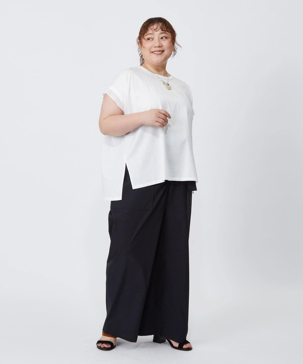 MOGA Lサイズ（大きいサイズ） 【大きいサイズ】60/2天竺メッシュレイヤードクルーネックTシャツ オフホワイト