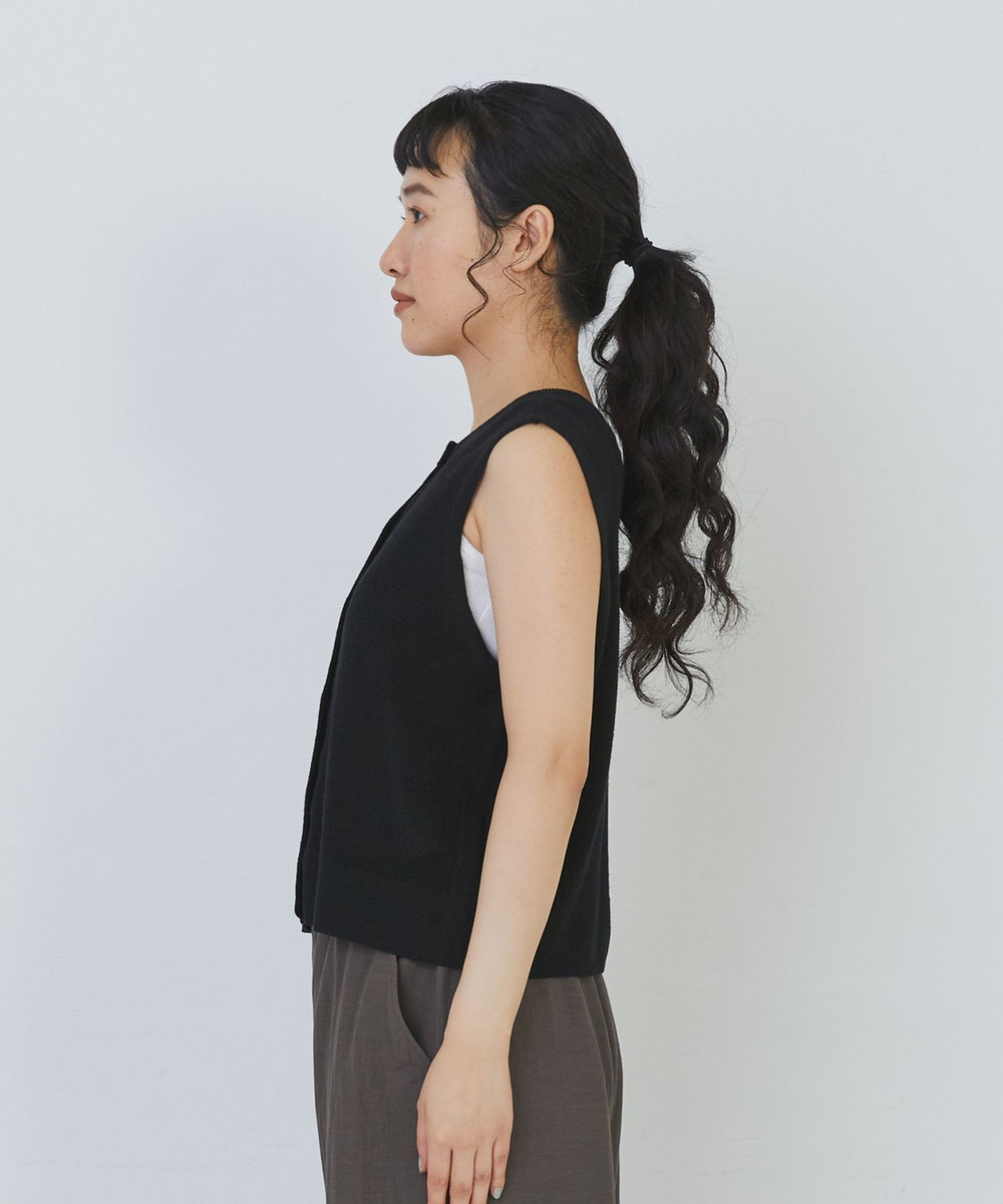 congés payés ADIEU TRISTESSE 14G麻綿ワッフル編み2WAYベスト ブラック