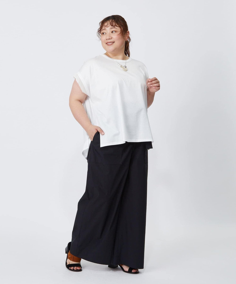 MOGA Lサイズ（大きいサイズ） 【大きいサイズ】60/2天竺メッシュレイヤードクルーネックTシャツ オフホワイト