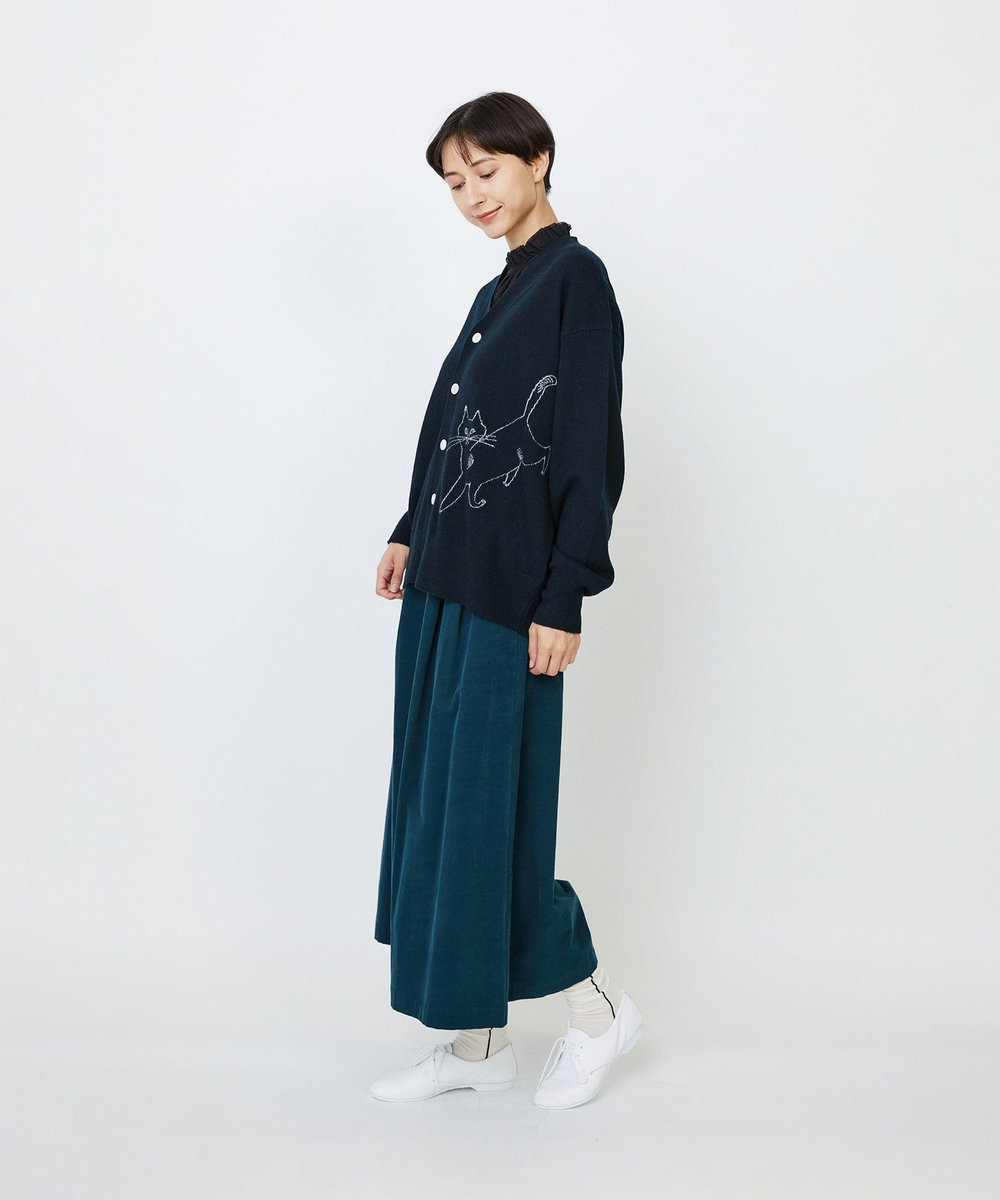 LOISIR 【EC限定・アーティストコラボ】LOISIR×TORANEKOBONBONインターシャニットカーディガン ブラック