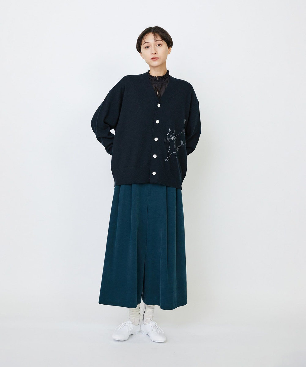 LOISIR 【EC限定・アーティストコラボ】LOISIR×TORANEKOBONBONインターシャニットカーディガン ブラック