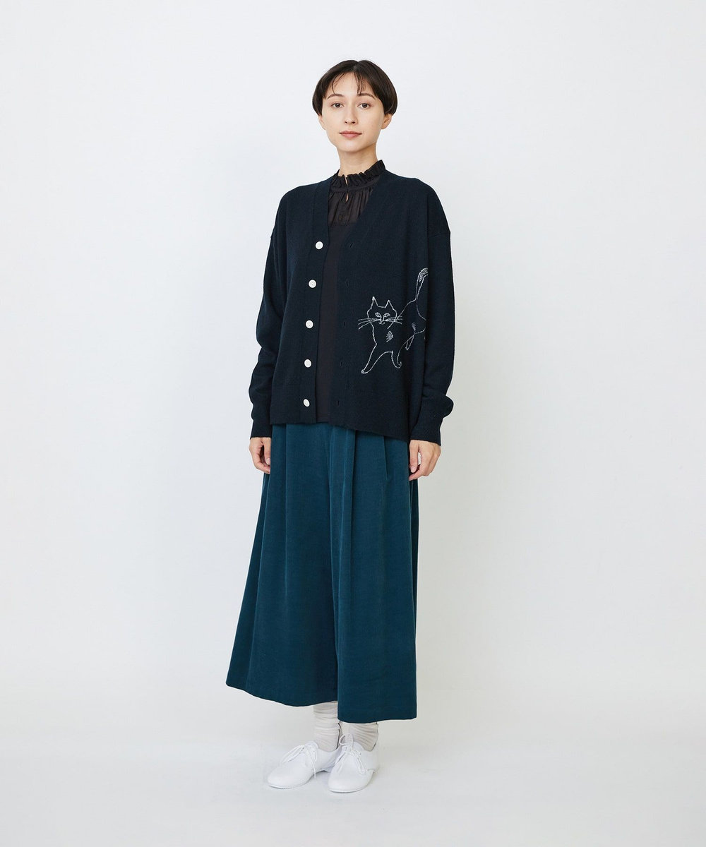 LOISIR 【EC限定・アーティストコラボ】LOISIR×TORANEKOBONBONインターシャニットカーディガン ブラック