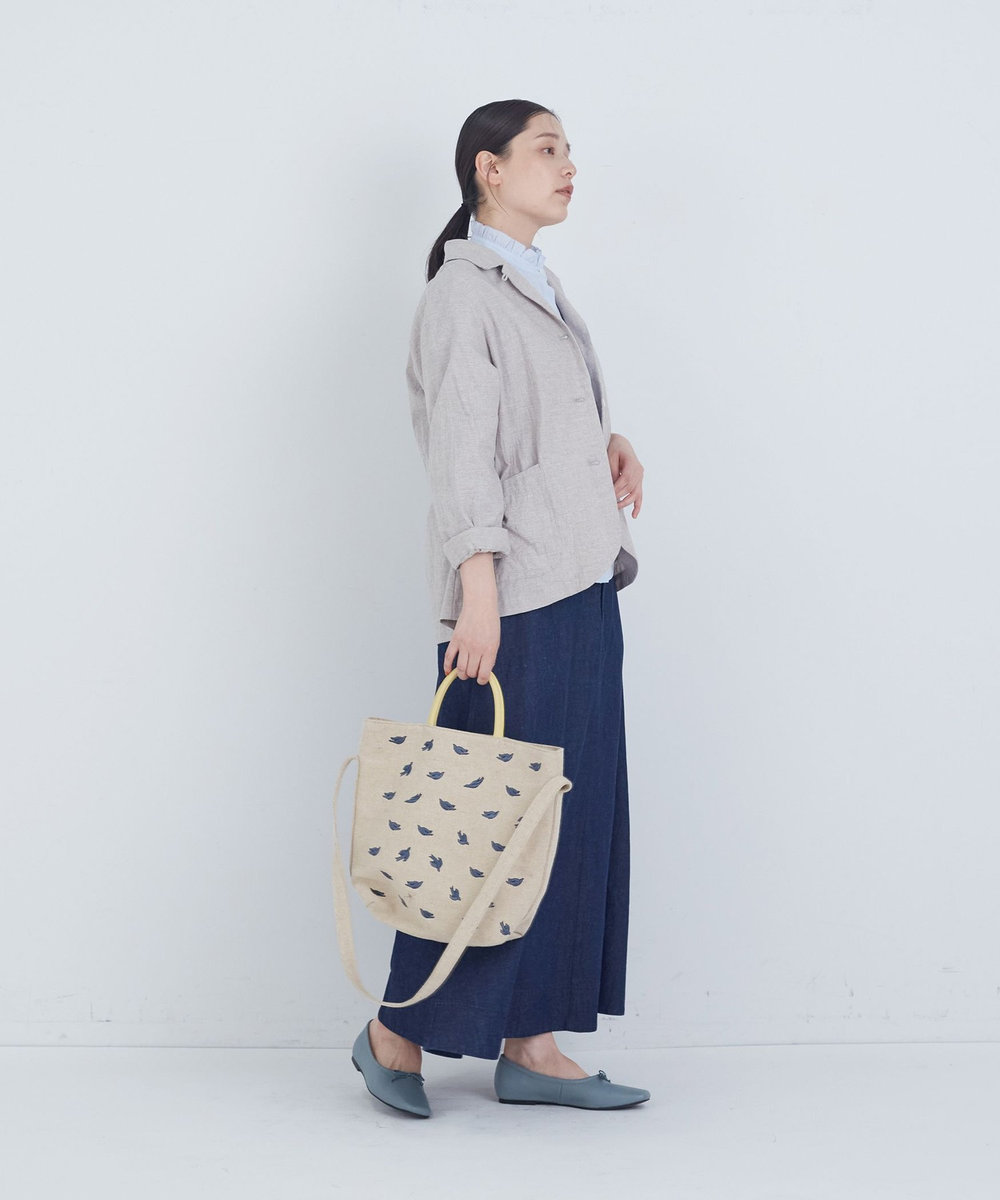 ADIEU TRISTESSE 【2way】トリ刺繍バッグ ベージュ