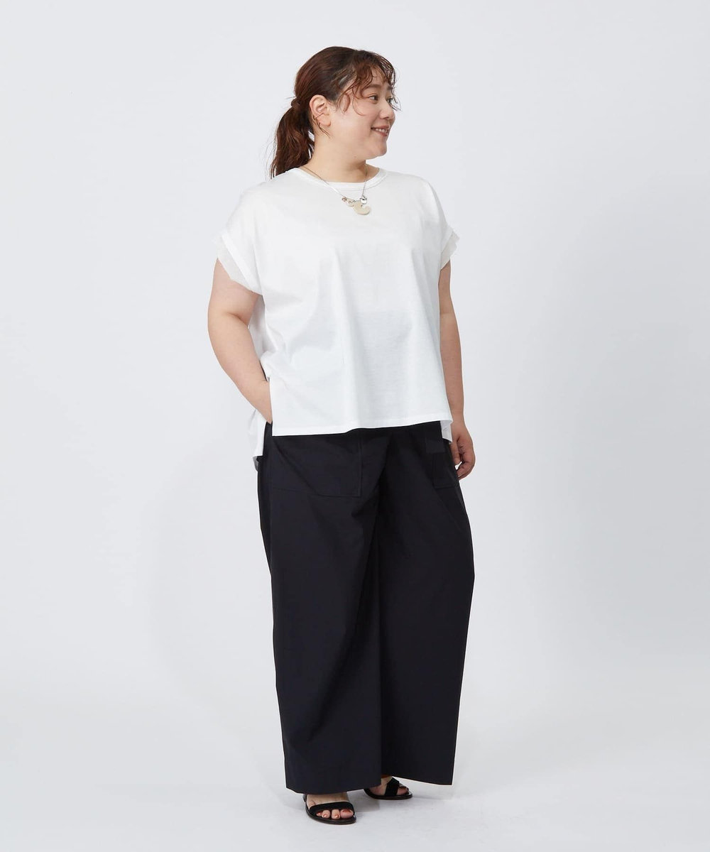 MOGA Lサイズ（大きいサイズ） 【大きいサイズ】60/2天竺メッシュレイヤードクルーネックTシャツ オフホワイト