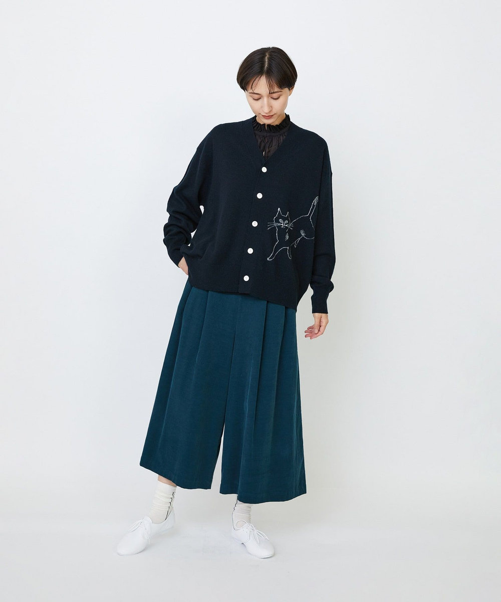 LOISIR 【EC限定・アーティストコラボ】LOISIR×TORANEKOBONBONインターシャニットカーディガン ブラック