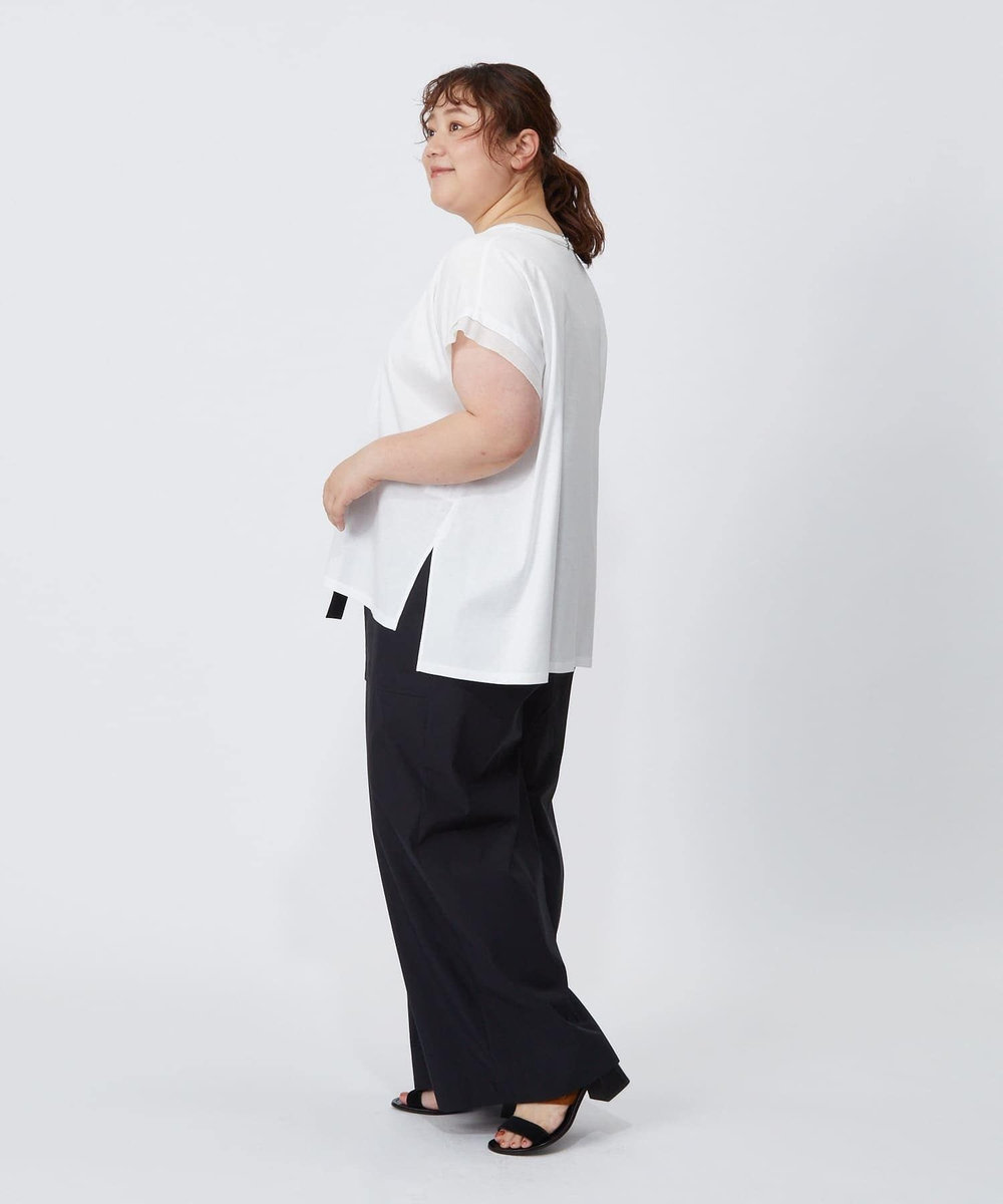 MOGA Lサイズ（大きいサイズ） 【大きいサイズ】60/2天竺メッシュレイヤードクルーネックTシャツ オフホワイト