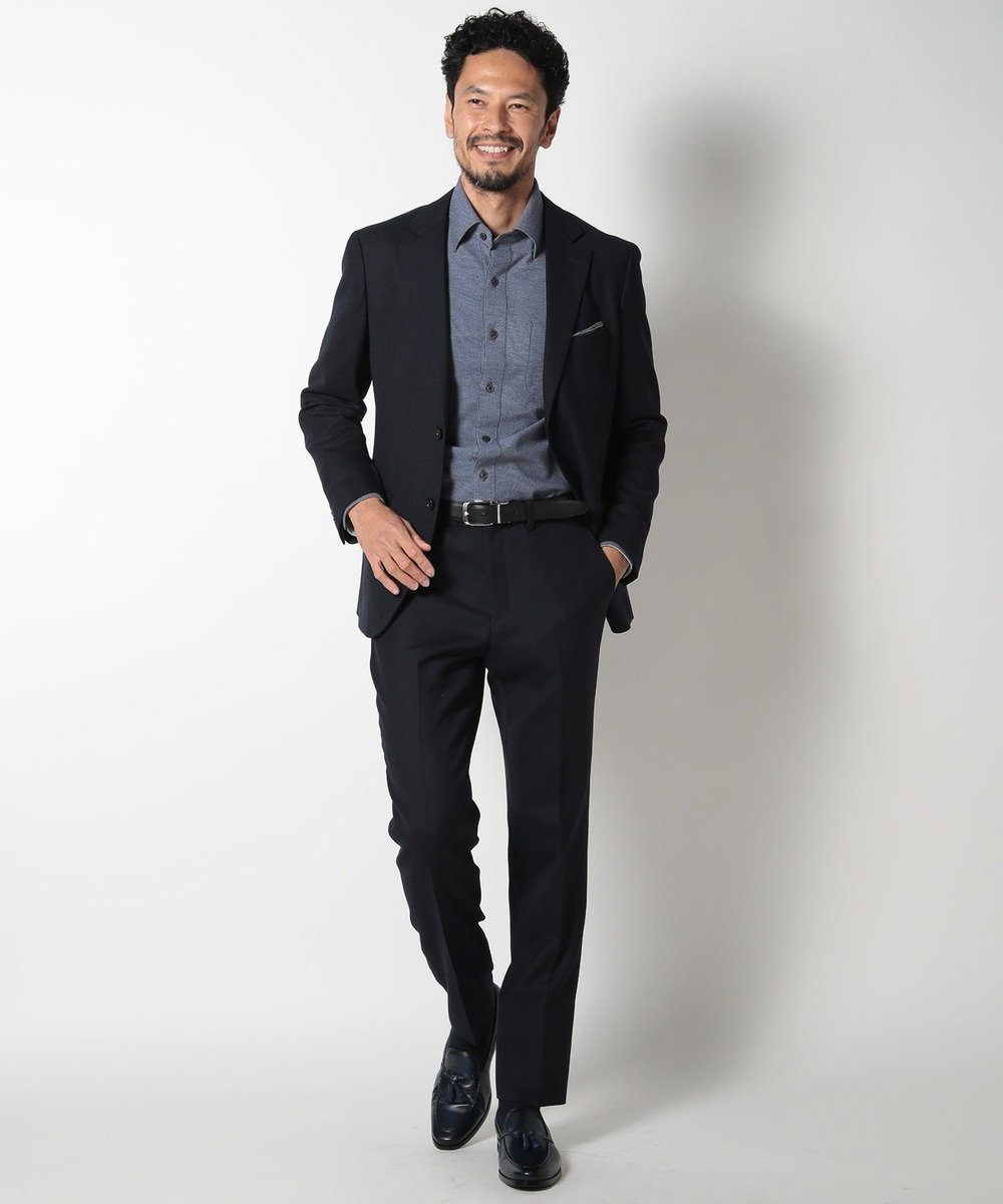 MEN'S BIGI ミックスヤーン/ポップサックテーラードジャケット ダークネイビー