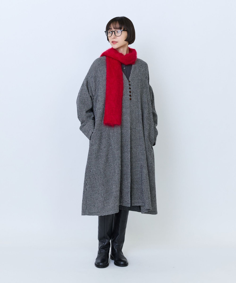 LOISIR カシミヤファー加工ストール レッド