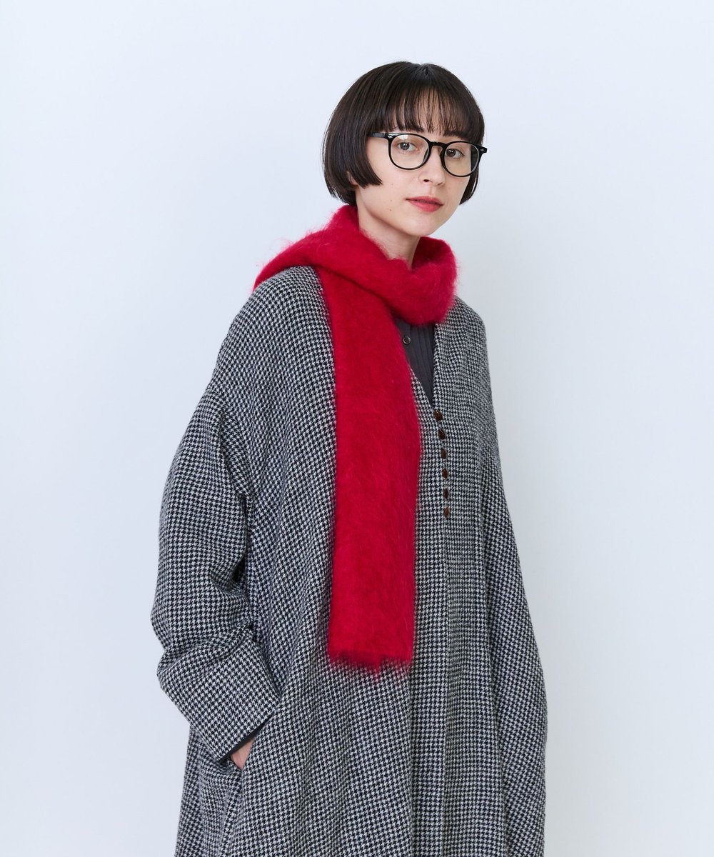 LOISIR カシミヤファー加工ストール レッド