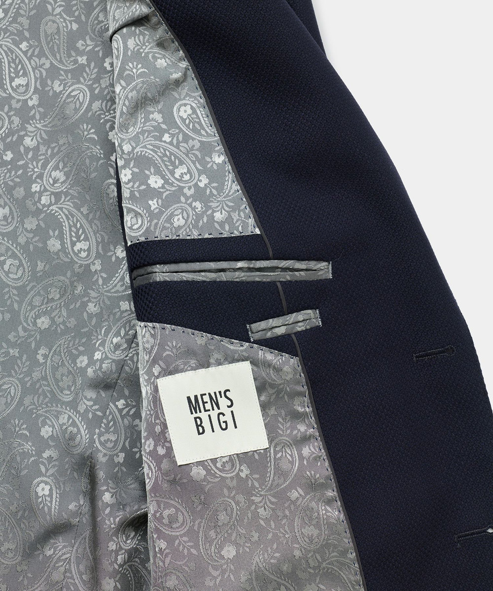 MEN'S BIGI ミックスヤーン/ホップサック テーラードジャケット ダークネイビー