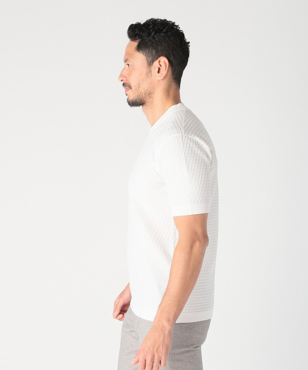 MEN'S BIGI ブリスターニットジャカードカットソー ホワイト