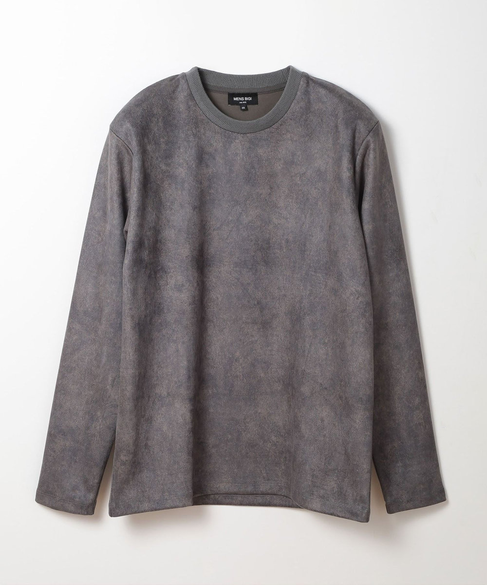 MEN'S BIGI ムラ柄プリントポンチカットソー チャコールグレー