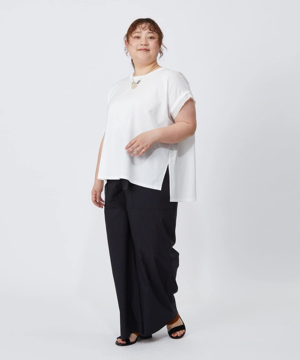 MOGA Lサイズ（大きいサイズ） 【大きいサイズ】60/2天竺メッシュレイヤードクルーネックTシャツ オフホワイト