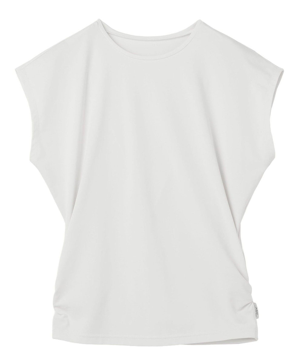 Julier 【定番】Ecocoフレンチスリーブトップス/エコ・UVカット・吸汗速乾・ハイストレッチ・ホットヨガ対応・ラッシュガード ホワイト