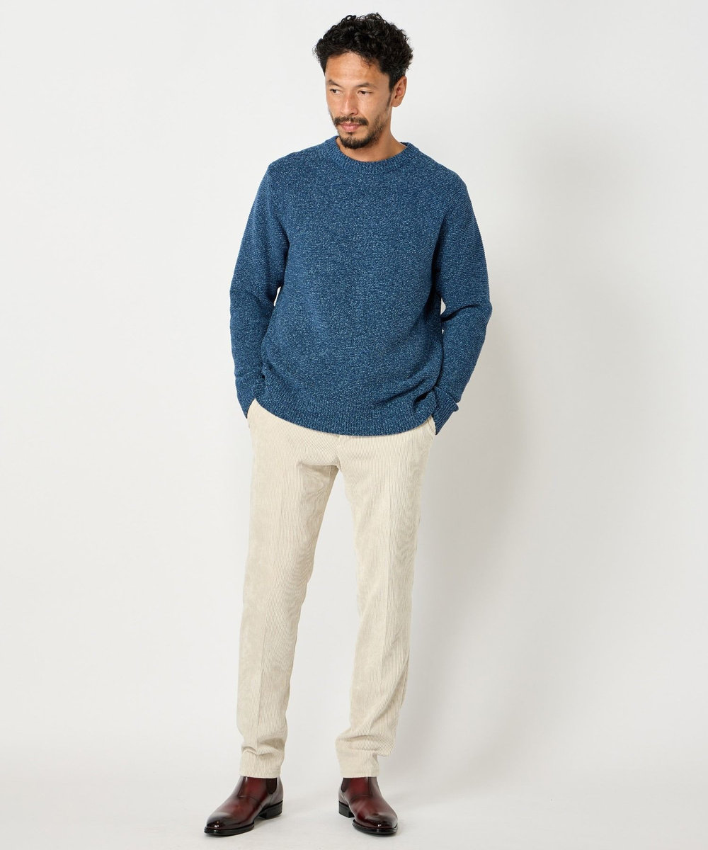 MEN'S BIGI 7G撚糸モールガーターニット ブルー
