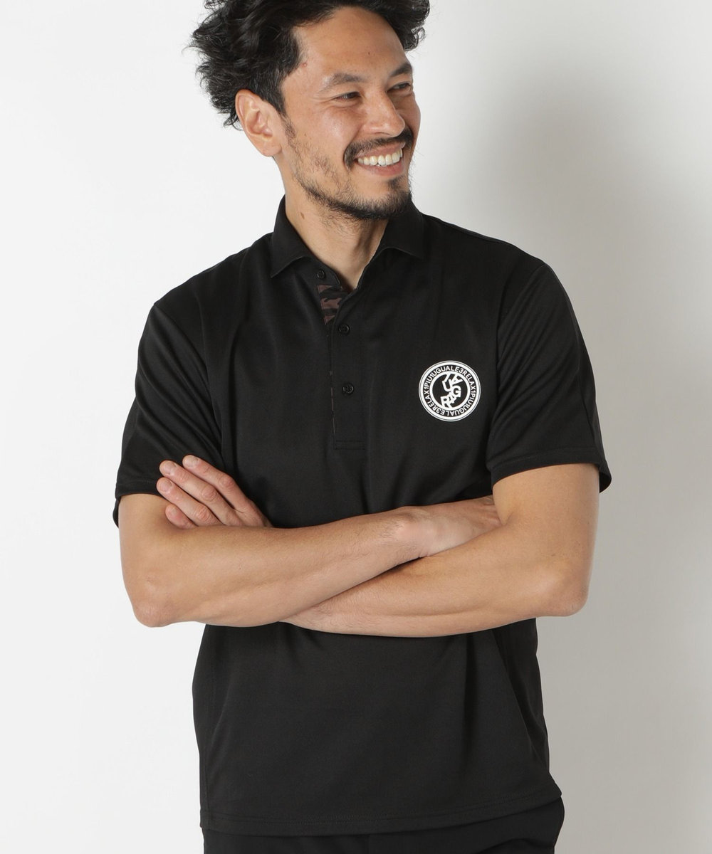 MEN'S BIGI ＜1PIU1UGUALE3 RELAX＞別注　リバーメッシュポロシャツ ブラック