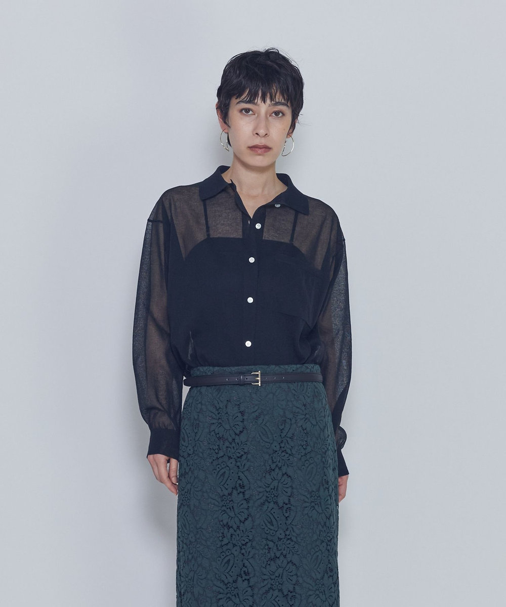 1er Arrondissement ＜LOWER（ローヴァー）＞18シアーボタンシャツ ブラック