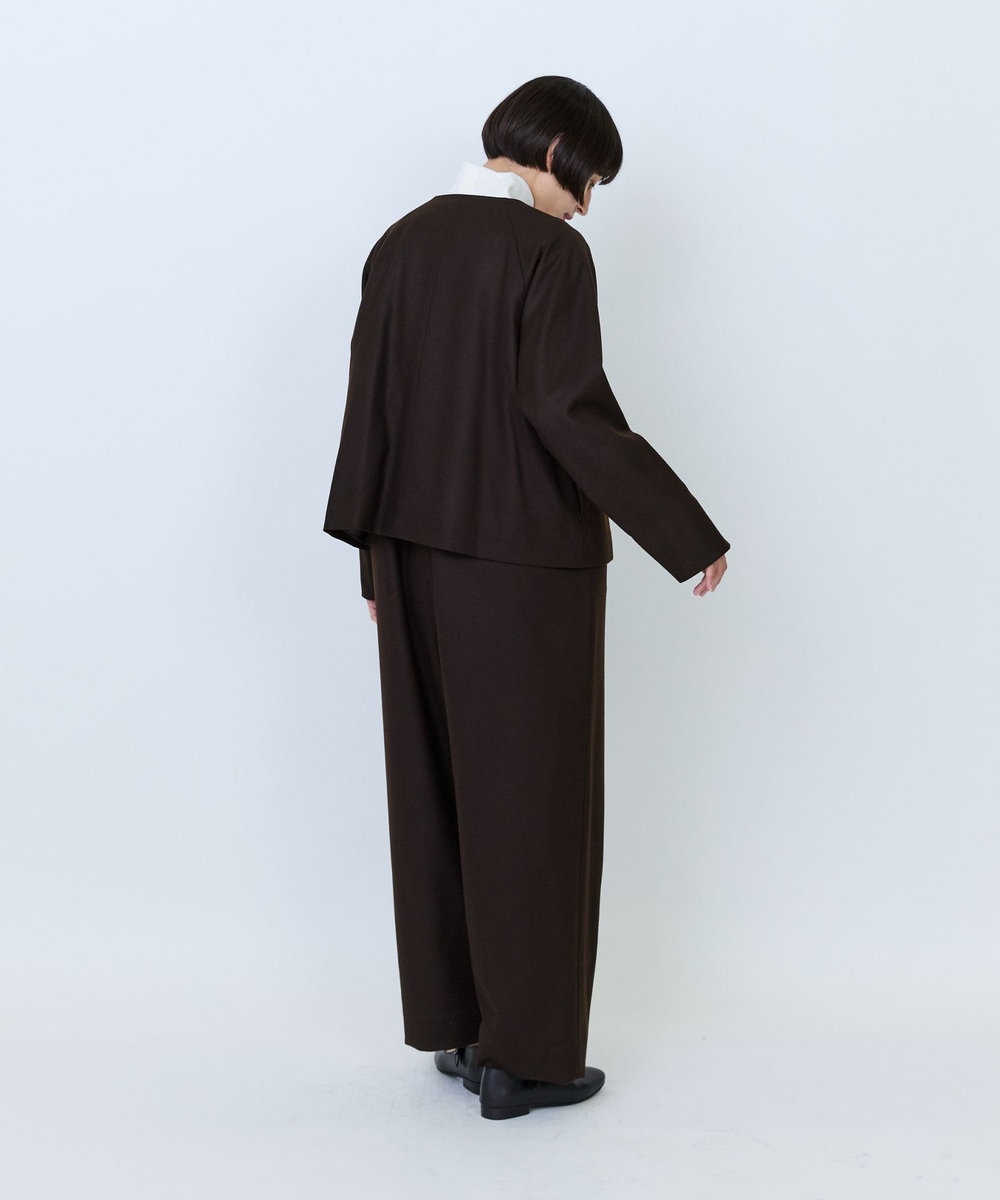 LOISIR ウールフラノベルテッドジャケット ブラウン